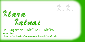 klara kalnai business card